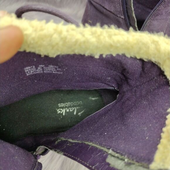 Clarks Bendables Suede Winter Ankle Boots Womens Size 9 Purple - Picture 8 of 9
